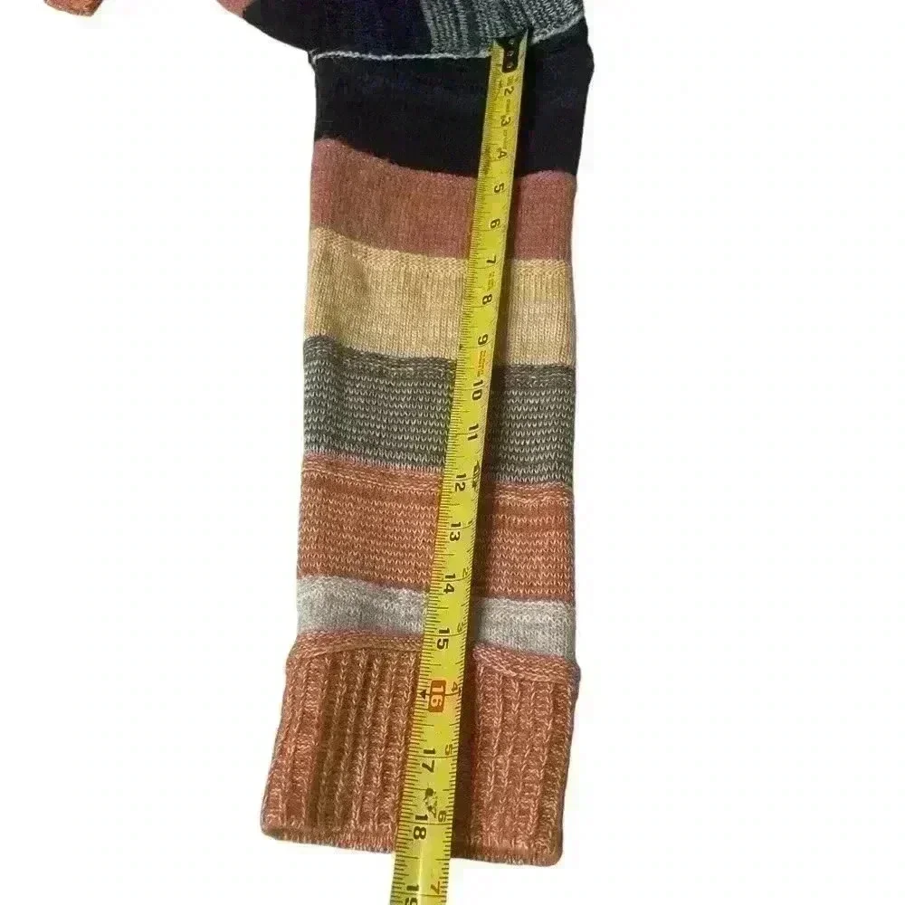 Caslon Chunky Stripe Cozy Lodge Turtleneck Sweater Preppy Y2K Sz L Fall Winter